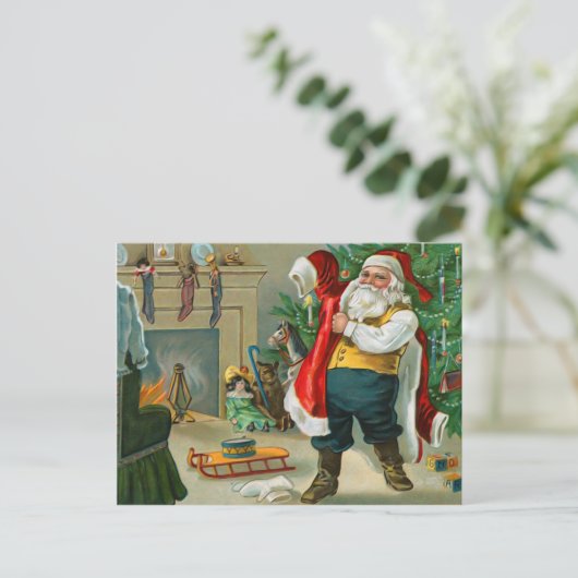 Santa Vintage Christmas Briefkaart (Staand voorkant)