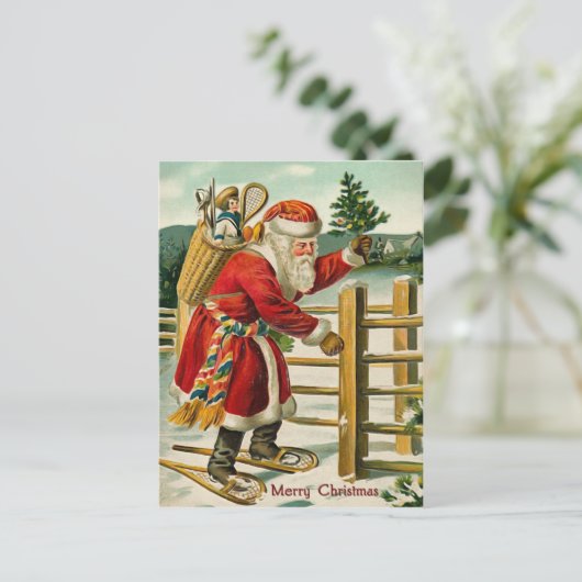 Santa Vintage Christmas Briefkaart (Staand voorkant)