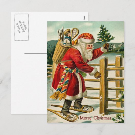 Santa Vintage Christmas Briefkaart (Voorkant / Achterkant)