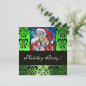 SANTA & VIOLIN, GROEN ZWARTE DAMASK MONOGRAM, Ruby Kaart (Staand voorkant)