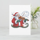 Santa Vioolspeler Violinist Kerstmuziek Xmas Kaart (Staand voorkant)