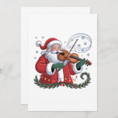 Santa Vioolspeler Violinist Kerstmuziek Xmas Kaart (Voorkant / Achterkant)