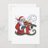 Santa Vioolspeler Vioolspeler Vioolspeler Kerstmuz Aankondigingskaart (Voorkant / Achterkant)