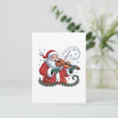 Santa Vioolspeler Vioolspeler Vioolspeler Kerstmuz Aankondigingskaart (Staand voorkant)