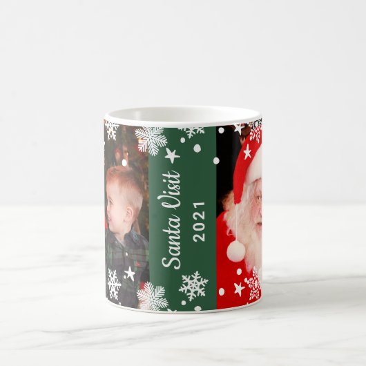 Santa Visit Two Photo Collage Kerstmis Keepomwille Koffiemok (Center)