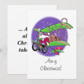 Santa vliegende fiets air-y kerst platte kaart (Voorkant / Achterkant)