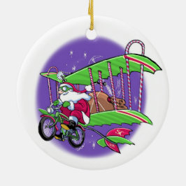 Santa-vliegfiets Keramisch Ornament