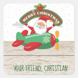 Santa Vliegtuig Kerst stickers