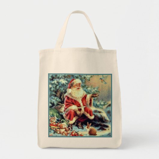 Santa voert Kerstduif Canvas Kersttas Tote Bag (Voorkant)