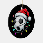 Santa Voetbal Kerstverlichting Kinder Jongens Vrou Keramisch Ornament (Rechts)