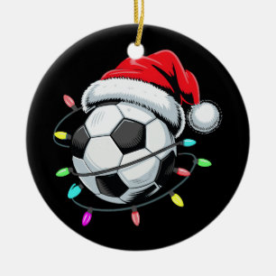 Santa Voetbal Kerstverlichting Kinder Jongens Vrou Keramisch Ornament