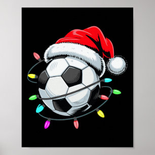 Santa Voetbal Kerstverlichting Kinderen Jongens Vr Poster