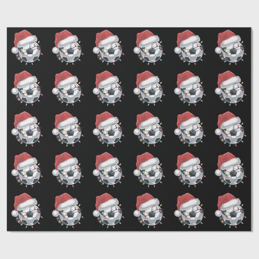 Santa Voetbal Sports Christmas Soccer Player Cadeaupapier (Vlak)