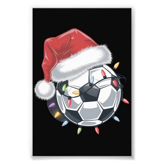 Santa Voetbal Sports Christmas Soccer Player Foto Afdruk (Voorkant)