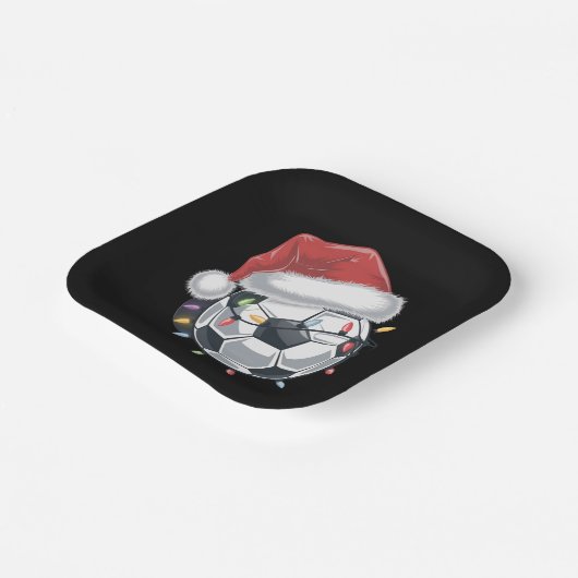 Santa Voetbal Sports Christmas Soccer Player Papieren Bordje (Gebogen)