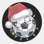 Santa Voetbal Sports Christmas Soccer Player Ronde Sticker (Voorkant)