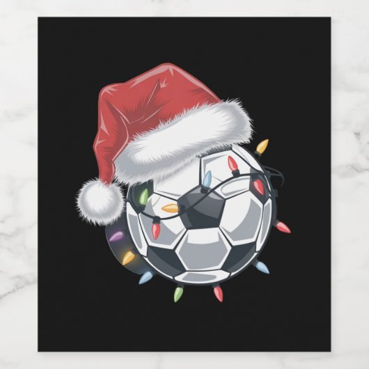 Santa Voetbal Sports Christmas Soccer Player Wijn Etiket (Enkel label)