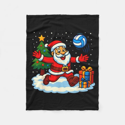 Santa Volleyball Playing Srt Christmas Tree Xmas P Fleece Deken (Voorkant)