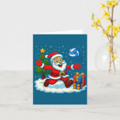 Santa Volleyball Playing Srt Christmas Tree Xmas P Kaart (Gele Bloem)