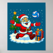 Santa Volleyball Playing Srt Christmas Tree Xmas P Poster (Voorkant)