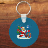 Santa Volleyball Playing Srt Christmas Tree Xmas P Sleutelhanger (Voorkant)