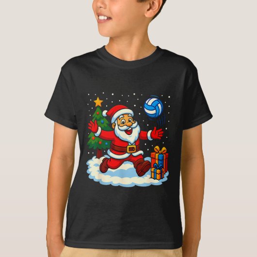 Santa Volleyball Playing Srt Christmas Tree Xmas P T-shirt (Voorkant)