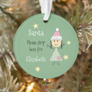 Santa voor Kerstmis, stop hier alsjeblieft groen Ornament