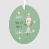 Santa voor Kerstmis, stop hier alsjeblieft groen Ornament (voorkant)