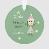 Santa voor Kerstmis, stop hier alsjeblieft groen Ornament (voorkant)