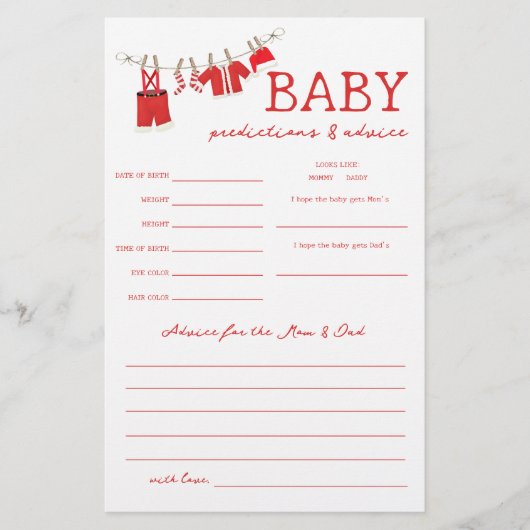 Santa Voorspellingen & Advies Baby shower spel Flyer (Voorkant)