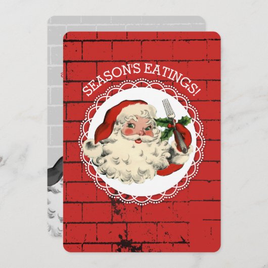 Santa vork restaurant chef catering kerstkaart (Voorkant / Achterkant)