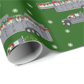 Santa Vrachtwagen en Paard Trailer Kerstmis Cadeaupapier (Rol Hoek)