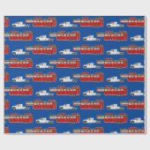 Santa Vrachtwagen en Paard Trailer Kerstmis Cadeaupapier (Vlak)