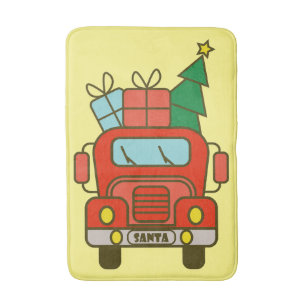 Santa vrachtwagen voorzijde uitzicht Vrolijk kerst Badmat