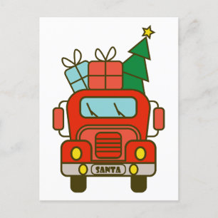 Santa vrachtwagen voorzijde uitzicht Vrolijk kerst Briefkaart