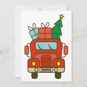 Santa vrachtwagen voorzijde uitzicht Vrolijk kerst Feestdagenkaart