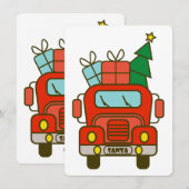 Santa vrachtwagen voorzijde uitzicht Vrolijk kerst Feestdagenkaart (Voorkant / Achterkant)