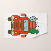 Santa vrachtwagen voorzijde uitzicht Vrolijk kerst Handdoek (Handdoek)