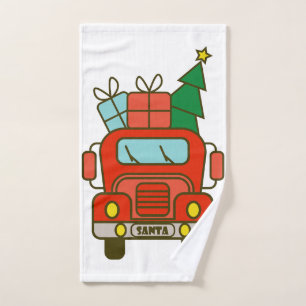 Santa vrachtwagen voorzijde uitzicht Vrolijk kerst Handdoek