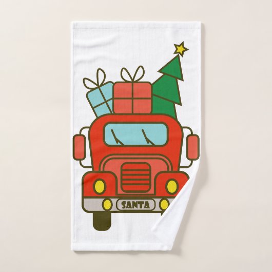 Santa vrachtwagen voorzijde uitzicht Vrolijk kerst Handdoek (Handdoek)