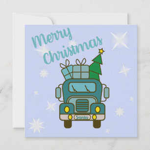 Santa vrachtwagen voorzijde uitzicht Vrolijk kerst Kaart