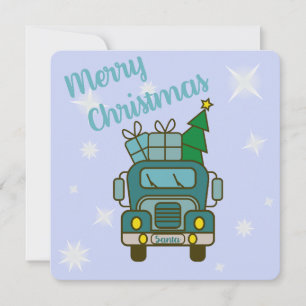 Santa vrachtwagen voorzijde uitzicht Vrolijk kerst Kaart