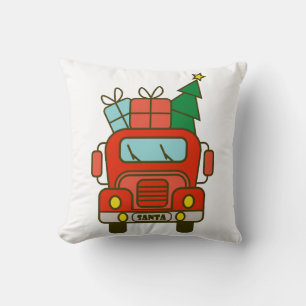 Santa vrachtwagen voorzijde uitzicht Vrolijk kerst Kussen