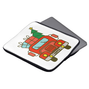 Santa vrachtwagen voorzijde uitzicht Vrolijk kerst Laptop Sleeve