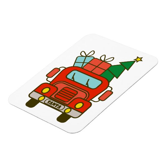 Santa vrachtwagen voorzijde uitzicht Vrolijk kerst Magneet (Linkerzijde)