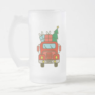 Santa vrachtwagen voorzijde uitzicht Vrolijk kerst Matglas Bierpul