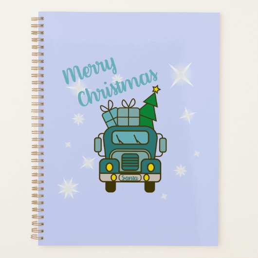 Santa vrachtwagen voorzijde uitzicht Vrolijk kerst Planner (Voorkant)