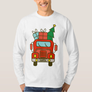 Santa vrachtwagen voorzijde uitzicht Vrolijk kerst T-shirt