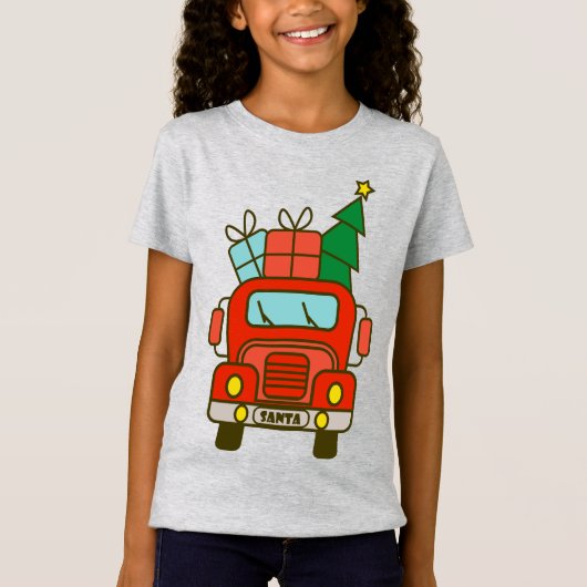 Santa vrachtwagen voorzijde uitzicht Vrolijk kerst T-shirt (Voorkant)