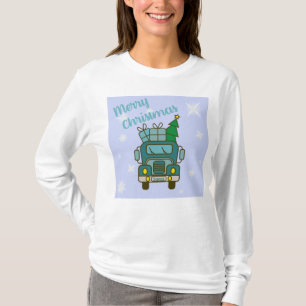 Santa vrachtwagen voorzijde uitzicht Vrolijk kerst T-shirt